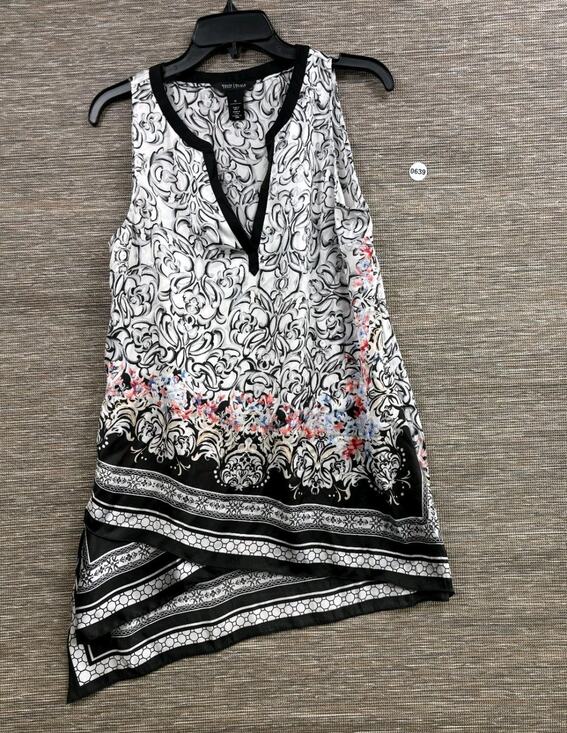 White House Black Market Tops - White House Black Market Floral Tunic Shirt Womens 10 Sleeveless Casual V Neck